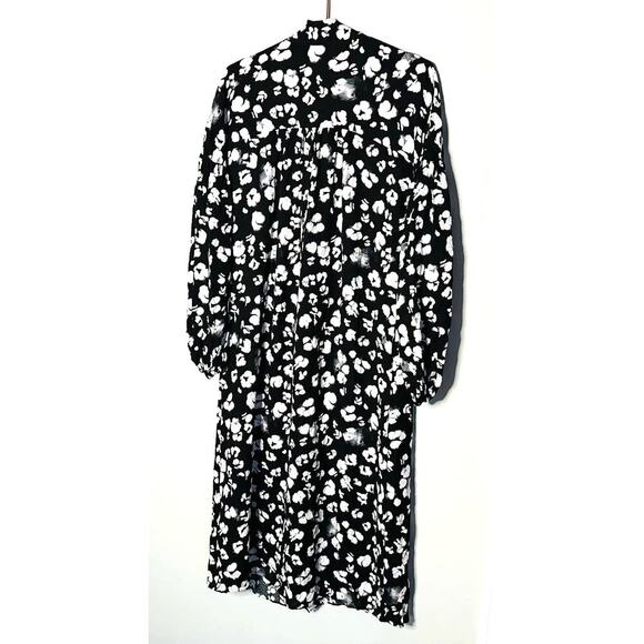 Ted Baker Black White Wilmy Longline Neck Bow Button Up Midi Dress Size 2 - Picture 4 of 16